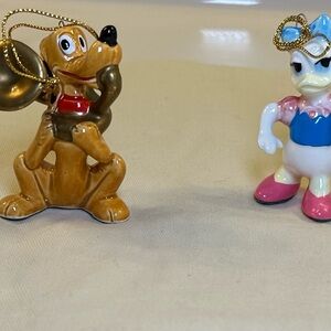 Set of Disney Christmas, ornaments featuring Pluto, goofy, Daisy, Donald